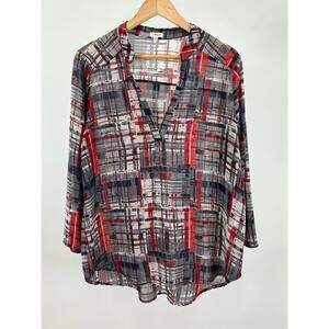 Teenbell sheer women’s Black White Red‎ Top Size XLarge